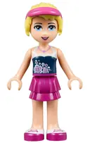 Minifigurka: FRND0083:  Friends Stephanie - Magenta Layered Skirt, Dark Blue Top, Hair with Visor