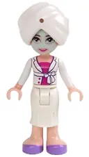 Minifigurka: FRND0085:  Friends Sophie - White Long Skirt, Magenta Top with White Jacket, White Turban, Light Aqua Mask