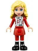 Minifigurka: FRND0089:  Friends Ewa - Red Skirt and Black Boots, Red and White Holiday Top with Scarf