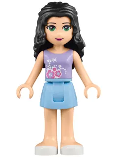 FRND0090:  Friends Emma - Bright Light Blue Skirt, Lavender Top with Flowers