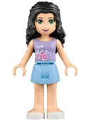 Minifigurka: FRND0090:  Friends Emma - Bright Light Blue Skirt, Lavender Top with Flowers