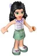 Minifigurka: FRND0095:  Friends Emma - Sand Green Skirt, White Plaid Button Shirt, Bow