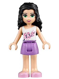 FRND0097:  Friends Emma - Medium Lavender Skirt, White Top with Pink Flowers