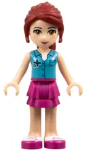 Minifigurka: FRND0098:  Friends Mia - Magenta Layered Skirt, Medium Azure Top with Cross Logo