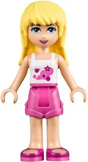 FRND0102:  Friends Stephanie - Dark Pink Shorts, White Top with Stars