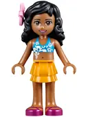 Minifigurka: FRND0103:  Friends Kate - Bright Light Orange Layered Skirt, Dark Azure Bikini Top, Flower