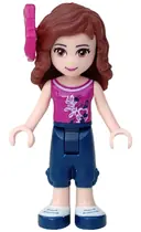 Minifigurka: FRND0105:  Friends Olivia (Light Nougat) - Dark Blue Cropped Trousers, Magenta Top, Magenta Bow