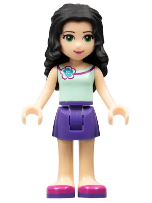 FRND0108:  Friends Emma - Dark Purple Skirt, Light Aqua Top with Flower at Neck