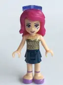 Minifigurka: FRND0118:  Friends Livi - Dark Blue Layered Skirt, Gold Sequined Halter Top, Sunglasses