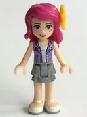 Minifigurka: FRND0124:  Friends Livi - Flat Silver Layered Skirt, Medium Lavender Vest, Flower