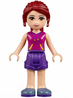FRND0141:  Friends Mia - Dark Purple Shorts, Magenta Top with Orange and Dark Purple Stripes