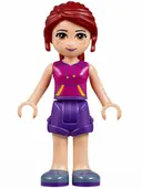 Minifigurka: FRND0141:  Friends Mia - Dark Purple Shorts, Magenta Top with Orange and Dark Purple Stripes