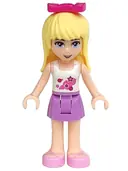 Minifigurka: FRND0143:  Friends Stephanie - Medium Lavender Skirt, White Top with Stars, Magenta Bow