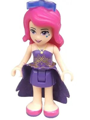 FRND0146:  Friends Livi - Dark Purple Skirt, Dark Purple Top with Gold Stars Pattern, Dark Purple Cloth Skirt with Gold Stars, Sunglasses