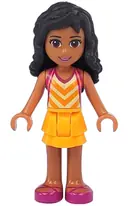Minifigurka: FRND0155:  Friends Kate - Bright Light Orange Layered Skirt, Tan Top with Bright Light Orange Chevron Stripes