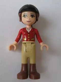 FRND0158:  Friends Olivia (Light Nougat) - Tan Riding Pants, Red Jacket, Black Riding Helmet