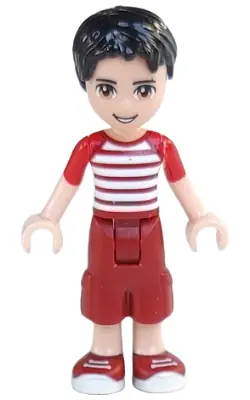 FRND0162:  Friends Nate - Dark Red Cropped Trousers Large Pockets, Red and White Striped Shirt