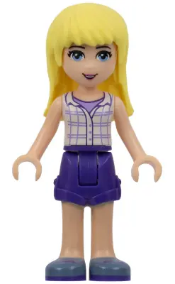 FRND0163:  Friends Stephanie - Dark Purple Shorts, White Plaid Button Shirt