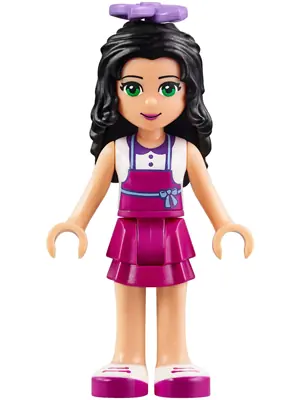FRND0172:  Friends Emma - Magenta Layered Skirt, White Top with Magenta Apron, Medium Lavender Flower