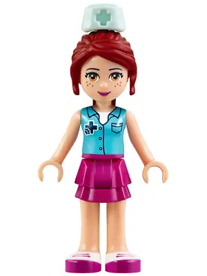 FRND0174:  Friends Mia - Magenta Layered Skirt, Medium Azure Top with Cross Logo and Nurse Hat