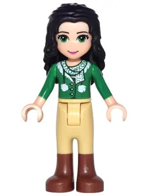 FRND0180:  Friends Emma - Tan Riding Pants, Green Sweater with Scarf