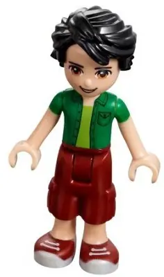 FRND0182:  Friends Oliver - Dark Red Cropped Trousers Large Pockets, Green Shirt