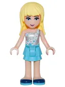 Minifigurka: FRND0191:  Friends Stephanie - Medium Azure Layered Skirt, White One Shoulder Top with Stars