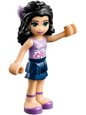 FRND0194:  Friends Emma - Dark Blue Layered Skirt, Lavender Top with Flowers, Lavender Bow