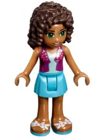 FRND0198:  Friends Andrea - Medium Azure Skirt, Magenta Vest Top