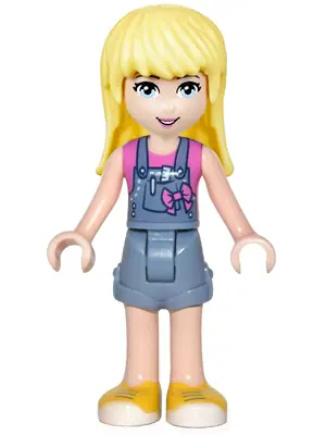 FRND0202:  Friends Stephanie - Denim Overalls Skirt, Dark Pink Top
