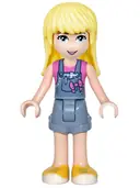 Minifigurka: FRND0202:  Friends Stephanie - Denim Overalls Skirt, Dark Pink Top