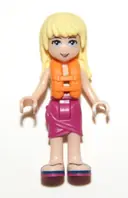 Minifigurka: FRND0206:  Friends Stephanie - Magenta Wrap Skirt, Lime Bikini Top, Life Jacket