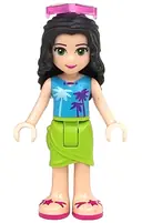Minifigurka: FRND0209:  Friends Emma - Lime Wrap Skirt, Medium Azure Top with Palm Tree Pattern, Trans-Dark Pink Sunglasses