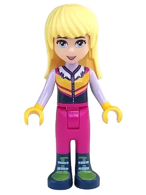 FRND0211:  Friends Stephanie - Winter Vest with Fur Collar, Magenta Pants, Dark Blue Boots