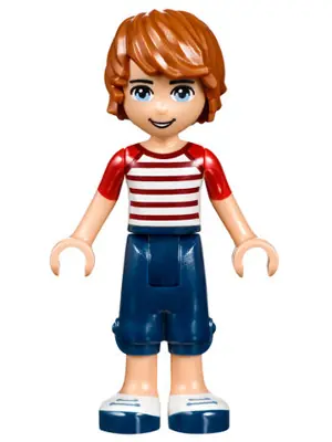 FRND0214:  Friends Julian - Dark Blue Cropped Trousers, Red Striped Top