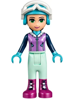 FRND0216:  Friends Emma - Light Aqua Trousers, Medium Lavender Ski Vest, Helmet, Goggles