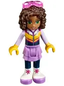 Minifigurka: FRND0219:  Friends Andrea - Medium Lavender Skirt, Ski Vest, Glasses