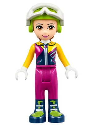 FRND0222:  Friends Olivia (Light Nougat) - Magenta Trousers, Ski Jacket, Helmet, Goggles
