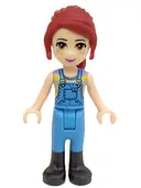 Minifigurka: FRND0224:  Friends Mia - Medium Blue Overalls, Striped Shirt, Dark Red Hair