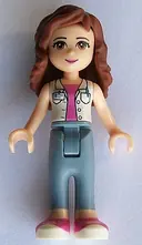Minifigurka: FRND0228:  Friends Olivia (Light Nougat) - Sand Blue Trousers, White Top with ID Badge