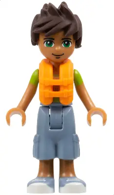 FRND0231:  Friends Liam - Sand Blue Long Shorts, Lime and Yellow T-Shirt, Life Jacket