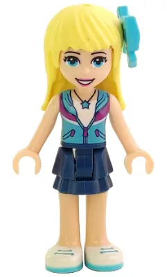 FRND0234:  Friends Stephanie - Dark Blue Layered Skirt, Medium Azure and Dark Purple Vest, Medium Azure Bow