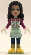 Minifigurka: FRND0244:  Friends Emma - Light Aqua Skirt, Magenta Top, Dark Blue Leggings and Yellow Boots