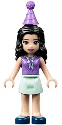 Minifigurka: FRND0245:  Friends Emma - Light Aqua Skirt, Medium Lavender Top and Party Hat