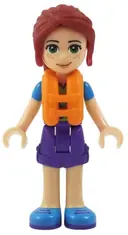 Minifigurka: FRND0247:  Friends Mia - Dark Purple Shorts, Lime Top, Life Jacket
