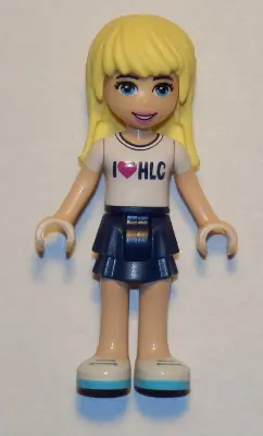 FRND0250:  Friends Stephanie - Dark Blue Layered Skirt, White T-Shirt with 'I Heart HLC' Pattern
