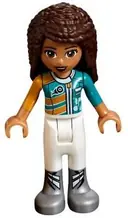 Minifigurka: FRND0253:  Friends Andrea - White Trousers, Bright Light Orange and Dark Turquoise Racing Jacket