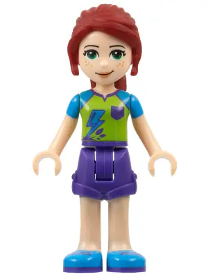 FRND0255:  Friends Mia - Dark Purple Shorts, Lime Top