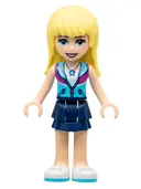 Minifigurka: FRND0256:  Friends Stephanie - Dark Blue Layered Skirt, Medium Azure and Dark Purple Jacket