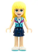 Minifigurka: FRND0256A:  Friends Stephanie - Dark Blue Layered Skirt, Medium Azure and Dark Purple Jacket, Tan Neckline